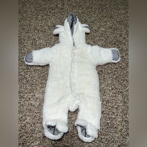 Cozy White Baby Snowsuit with Gray Accents Newborn-‎ 6 months